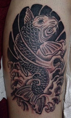 black grey koi tattoo