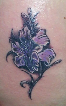 purple flowers tattoo 2