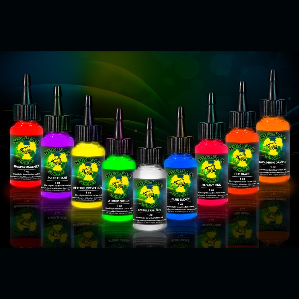 UV blacklight tattoo ink set