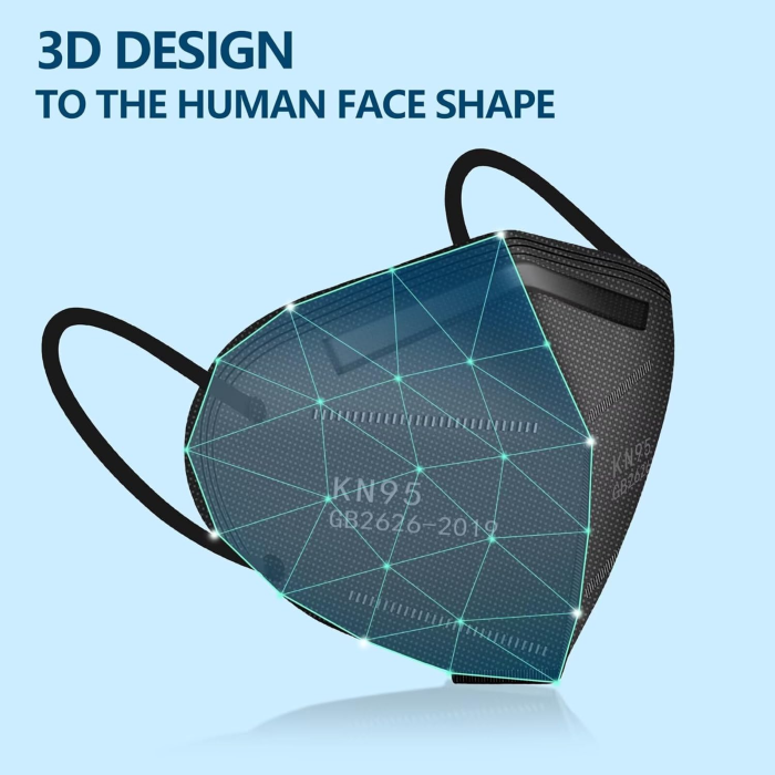 KN95 Masks in Black 10/50/100 Pack - Image 3
