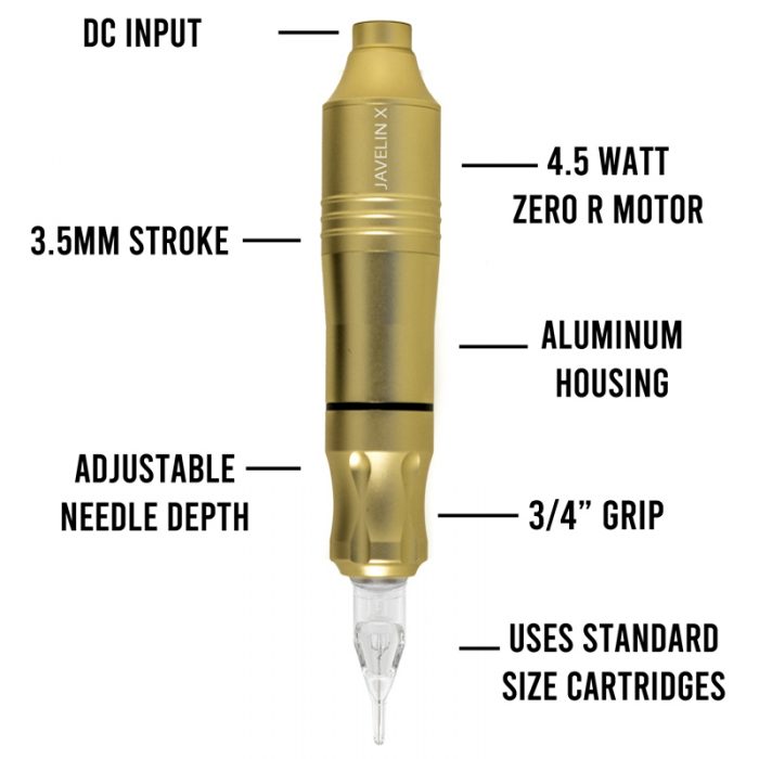 Javelin X Tattoo Pen Gold Diagram
