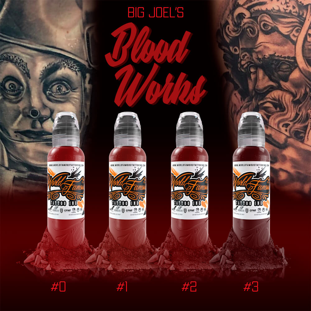 World Famous Tattoo Ink 4 bottle Mak's Blood Set
