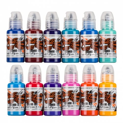 World Famous Tattoo Ink 12 bottle Color Skintone Set