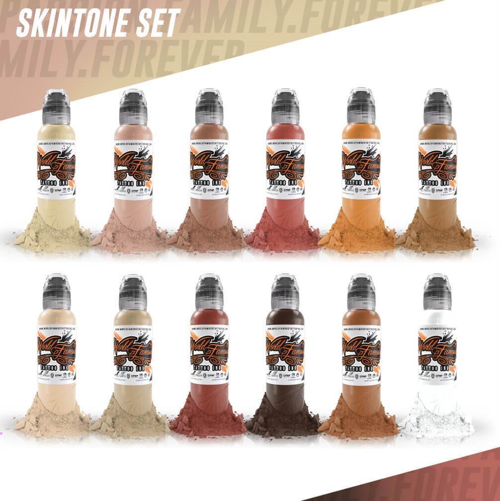 World Famous Tattoo Ink 12 bottle Color Skintone Set