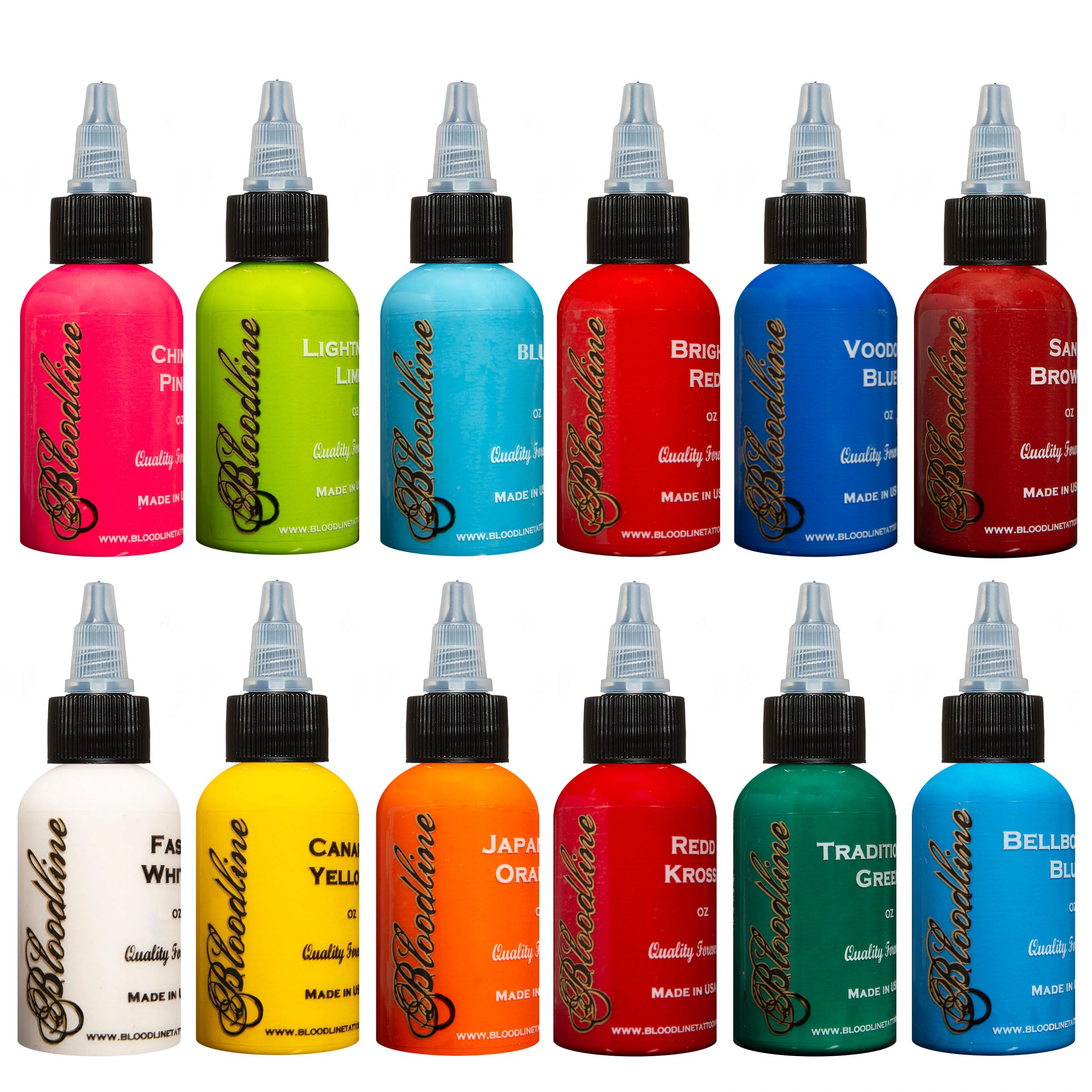 Bloodline Tattoo Ink 12 Color Ink Set 1oz