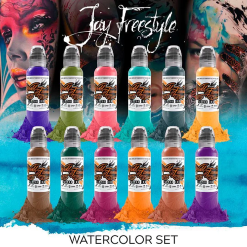 World Famous Tattoo Ink 12 Bottle Jay Freestyle Watercolor Ink Set
