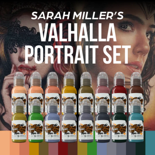 World Famous Tattoo Ink 16 Bottle Sarah Miller's Valhalla Portrait Set